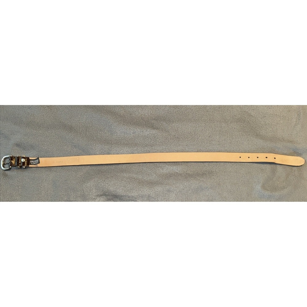 Vtg Brighton Leather Belt 40078 Silver Tone Brass Buckle Dark Brown Ornate - Picture 7 of 10